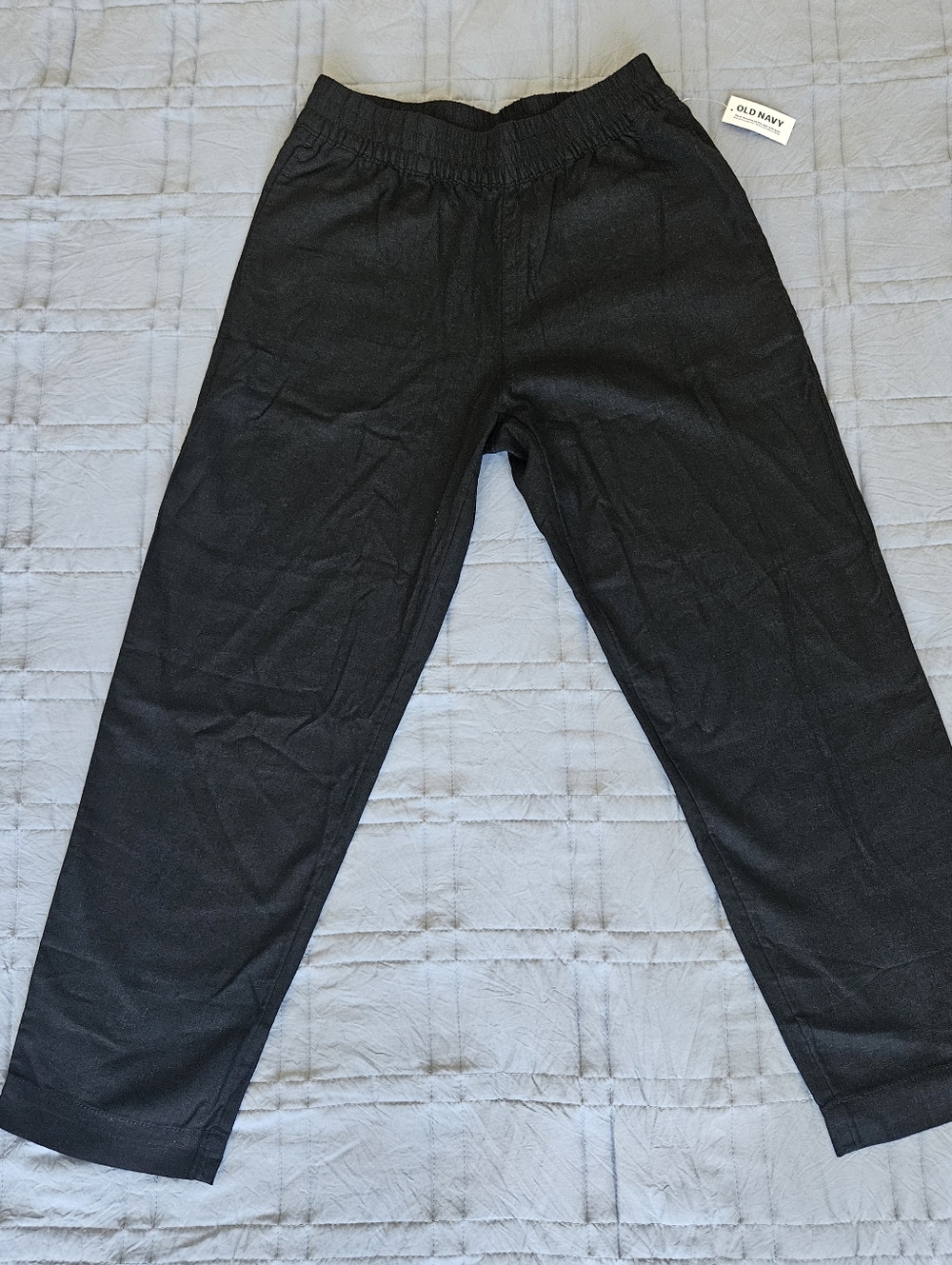 NWT Old Navy Linen Blend Black Pants High Elastic Waist Size S - Picture 2 of 12
